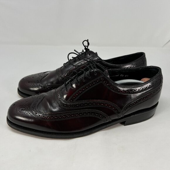 Florsheim Other - Florsheim Mens Lexington Burgundy Leather Wingtip Dress Shoes 30300 Size 9 EEE
